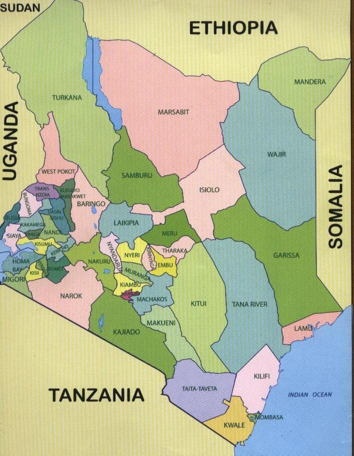 નવી નકશો કેન્યા કાઉન્ટીઓ