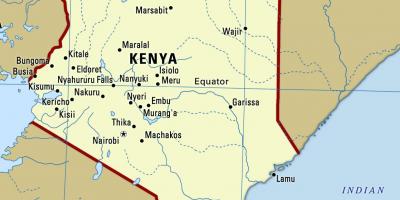 નકશો કેન્યા સાથે શહેરો