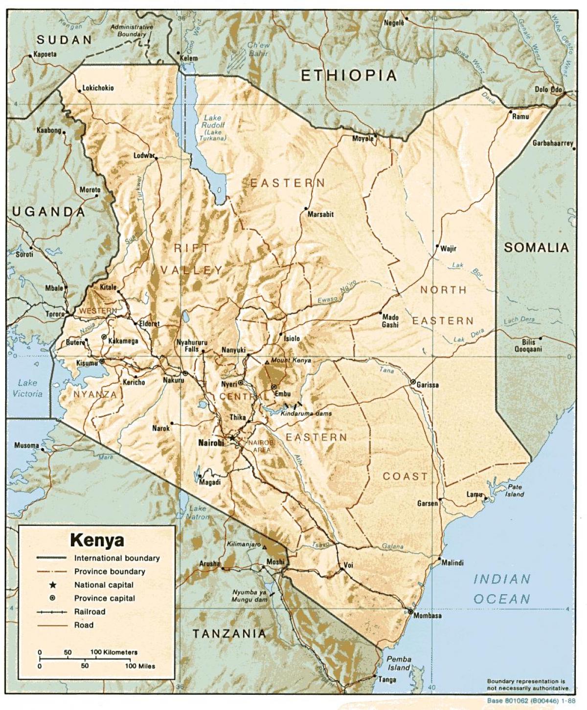 નકશો કેન્યા દર્શાવે મુખ્ય નગરો