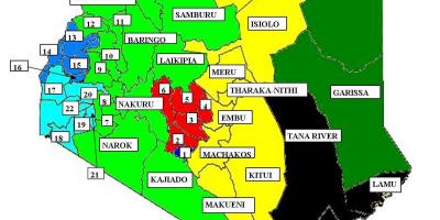 નકશો 47 કાઉન્ટીઓ કેન્યા 