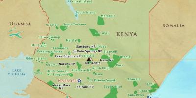 નકશો કેન્યા નેશનલ પાર્ક અને અનામત